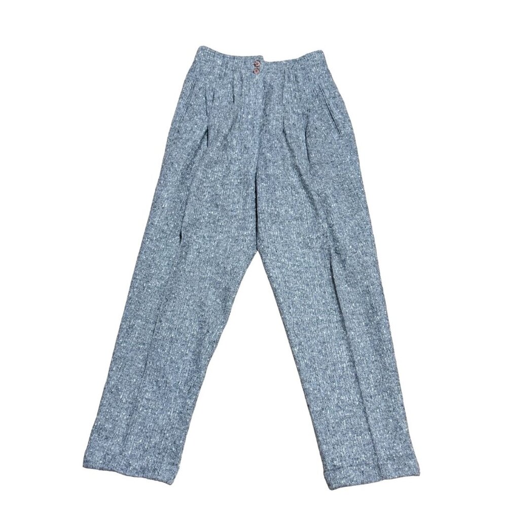 VTG GRAY TWEED WOOL PANTS SIZE 6P LINED PLEATED POCKETS TOGETHER! CUFFS WOMENS